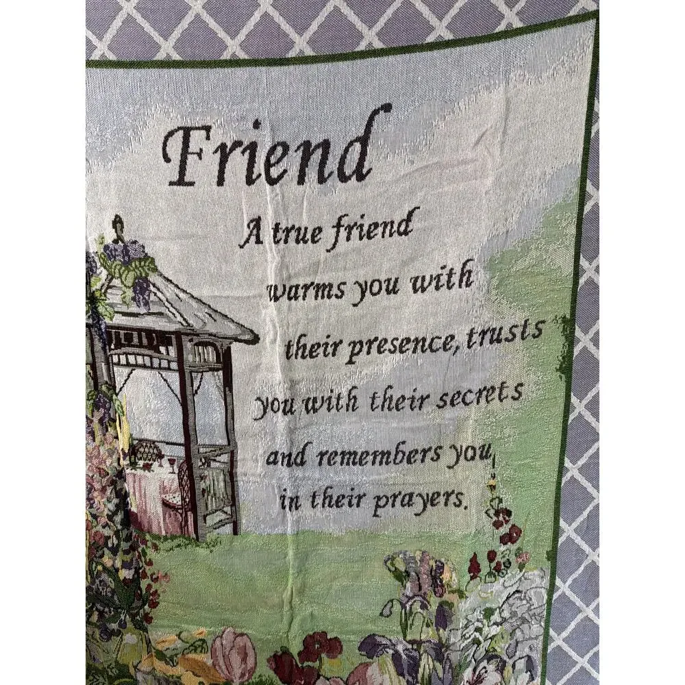 True Friend Garden Tapestry Throw Blanket - Vintage Design - Cotton